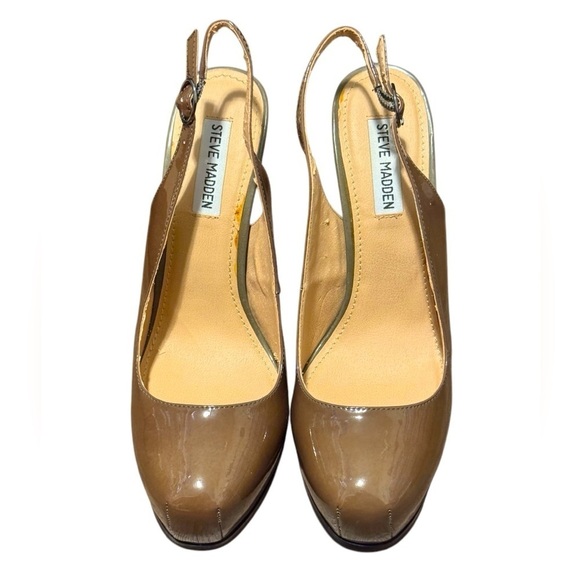 Steve Madden Chunky Slingback Heels Womens Size 10 Neutral - Picture 1 of 5